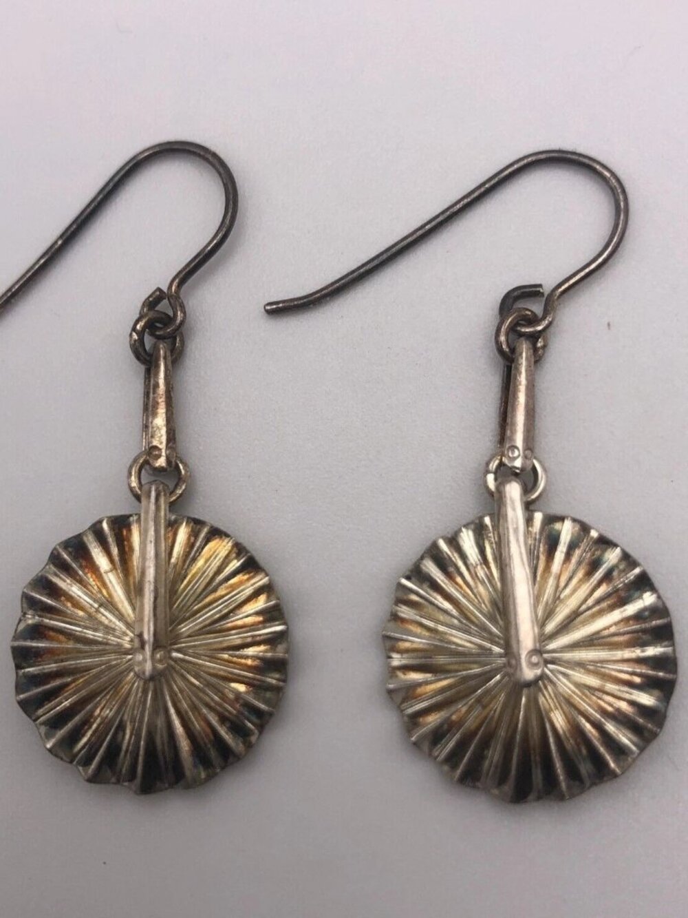 Vtg 925 Sterling Silver BJ Starburst Spike Drop Earrings - 18mm Signed